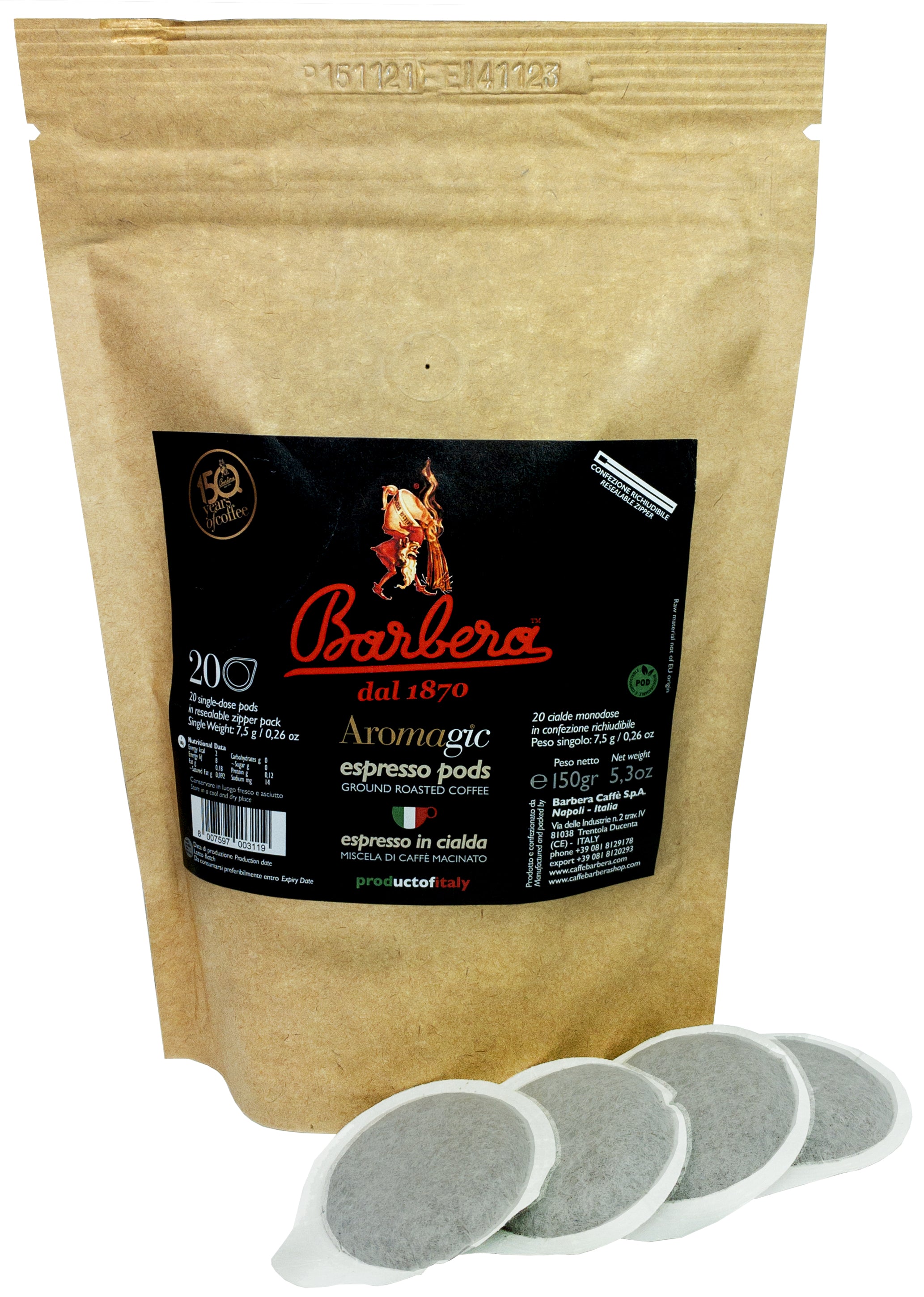 Barbera Aromagic Espresso Pads - Without outer packaging