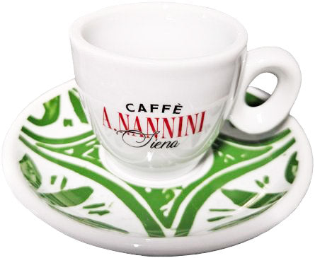 White cappuccino cup and green saucer - Nannini